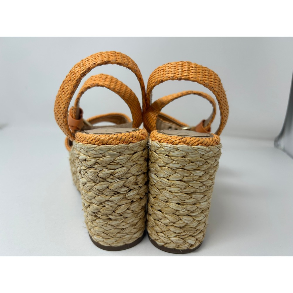 Sam Edelman Womens Orange Raffia Espadrille Wedge Sandals Platform Shoes Size 9 - Picture 7 of 8